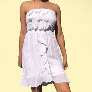 White Strapless Graduation Dress